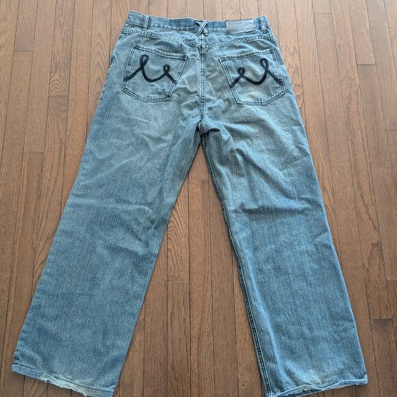 Y2K Baggy Embroidered Mecca Jeans - Size 36x32 - Picture 1 of 7